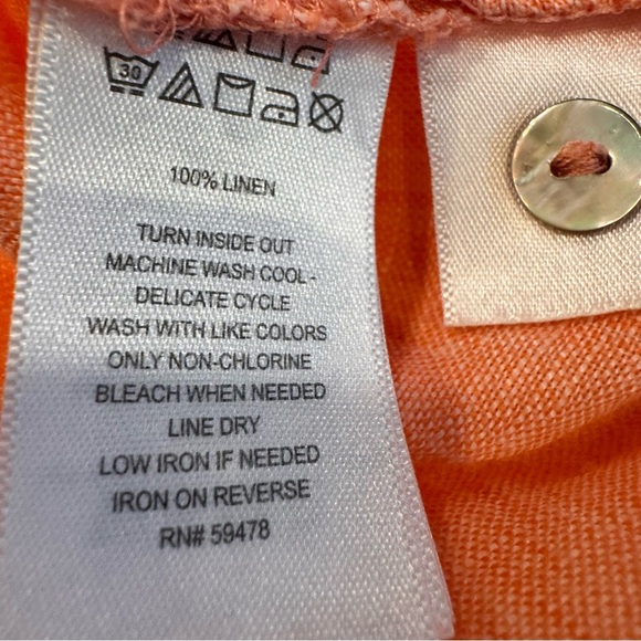 Jones New York Women Plus Sz 2X 100% LINEN  Roll Tab Sleeves Top Coral Peach - Picture 9 of 9